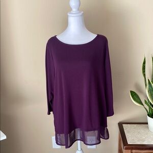 Dress Barn Dark Purple Three Quarter Sleeve Blouse 2X